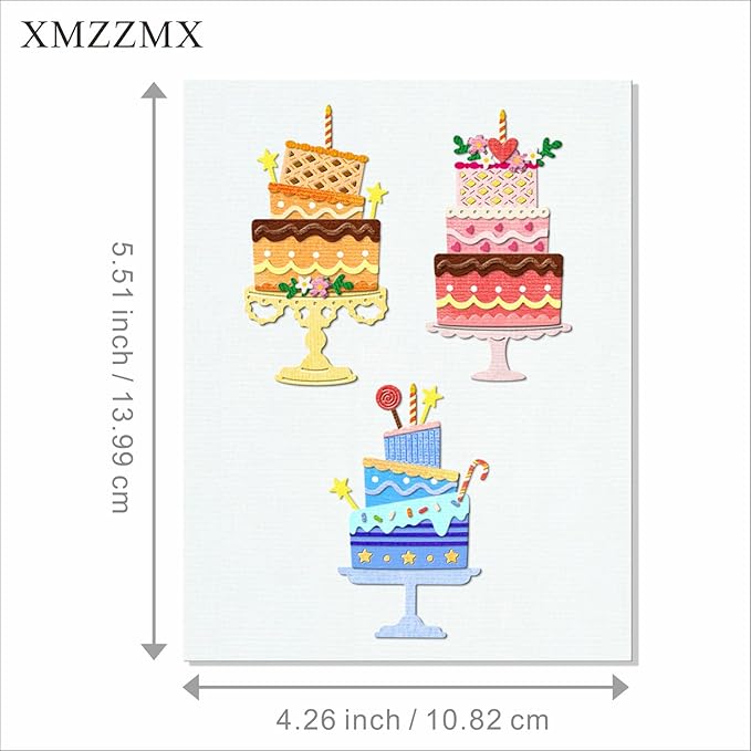 Birthday Party Cake Metal Cutting Dies for Card Making, Paper Embossing Die Cuts Kit Templates, Storage Pockets Supplies, Photo Frame Album DIY Scrapbooking Stencils Sets