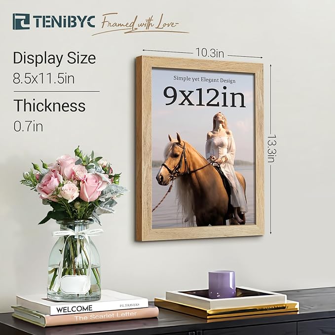 Picture Frame 4 Pack - Solid Wood Poster Photo Frame - Woodgrain Series - Room, Office, Gallery, Studio Display - Wall Hanging