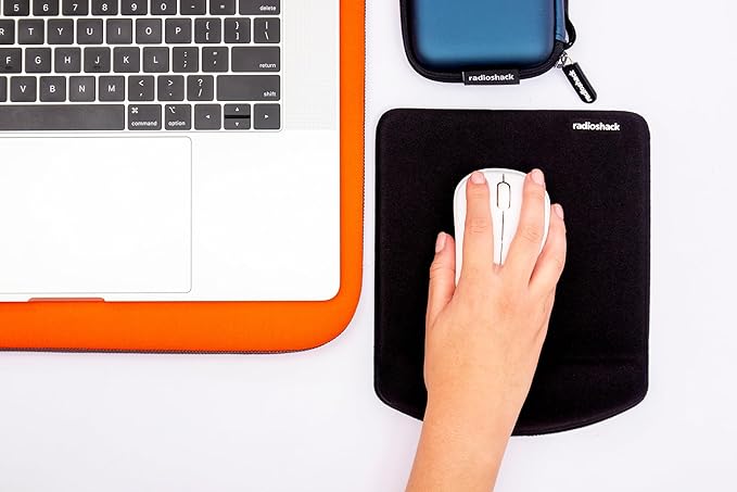 RadioShack Square Gel Mouse Pad with Wrist Rest, Ergonomic Office Mouse Pad for Desk Offers Improved Support, Accuracy and Responsiveness for Work, Gaming, and More