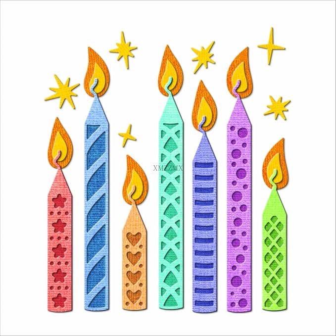 Birthday Party Candle Festival Metal Cutting Dies for Card Making, Paper Embossing Die Cuts Kit Templates, Storage Pockets Supplies, Photo Frame Album DIY Scrapbooking Stencils Sets