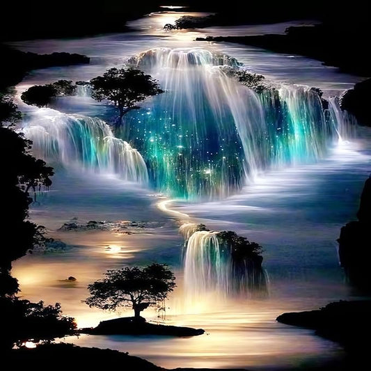 CSZPPQAF 5D Diamond Painting Kits for Adults, Waterfall Landscape Diamond Art Kits for Adults Beginner, DIY Full Drill Gem Art Paint by Diamonds Dots Crafts Kits for Home Decor 13.7x13.7Inch