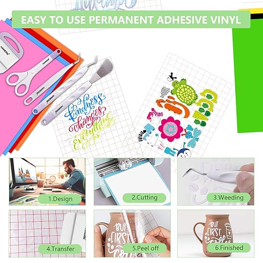 Ultimate Accessories Bundle Compatible with Joy Xtra,Makers and All Explore Air,79pcs Craft Starter Kit with Heat Transfer Vinyl,Permanent Adhesive Vinyl,Card Kit,Card Mat,Weeding Tools