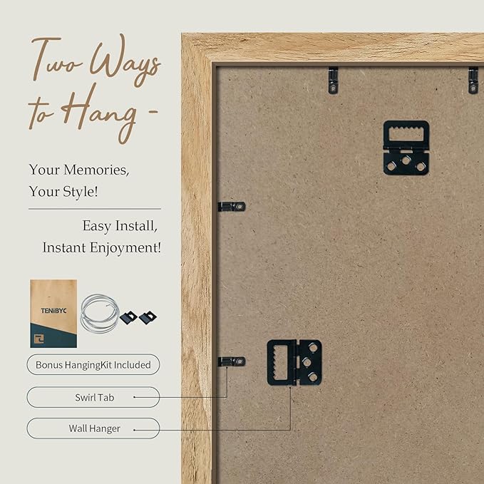 Picture Frame 4 Pack - Solid Wood Poster Photo Frame - Woodgrain Series - Room, Office, Gallery, Studio Display - Wall Hanging
