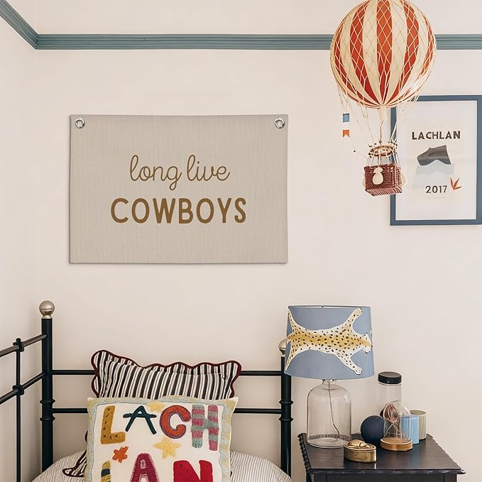 Western Nursery Decor,Long Live Cowboys Wall Art,Western Cowboy Wall Decor Hanging Banner Flag for Kids Boys Toddler Nursery Room Bedroom Playroom 30x20 Inch