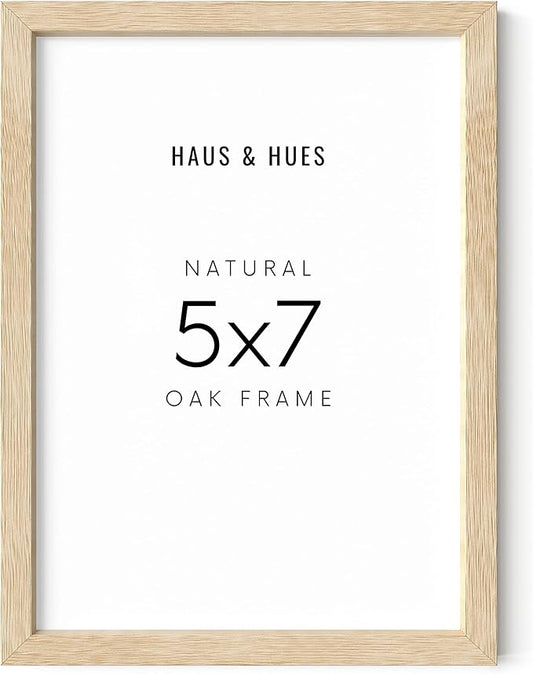 HAUS AND HUES Wood Picture Frame, 5x7 inches, Beige (Natural Oak, Poster Type, Set of 1)