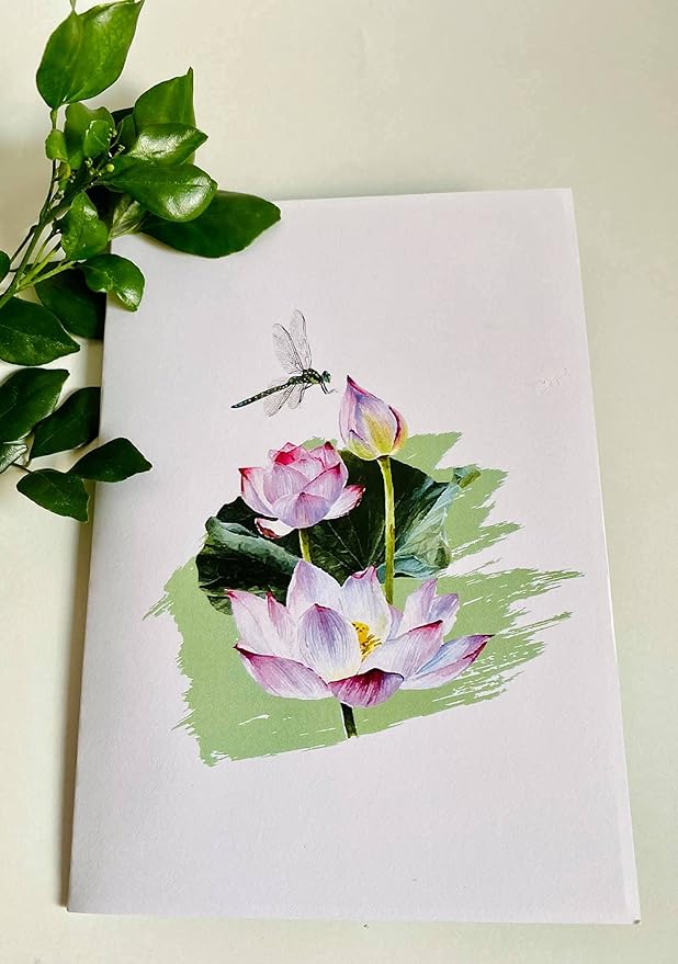 Dragonfly & Flower 3D Pop-Up Greeting Card Set – Pack of 3 Nature-Inspired Cards with Envelopes – Elegant Handmade Cards for Birthdays, Mother’s Day, Thank You & Special Occasions, Set 16