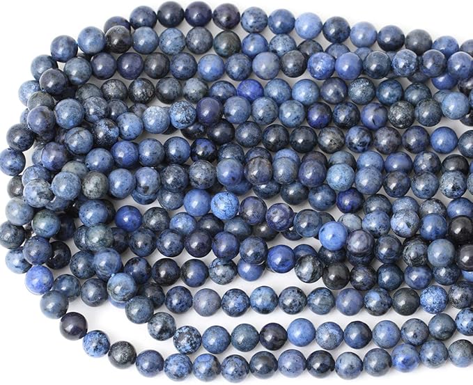 45PCS 8mm Natural Dumortierite Gemstone Round Loose Stone Beads for Jewelry Making Crafts Design 1 Strand 15"