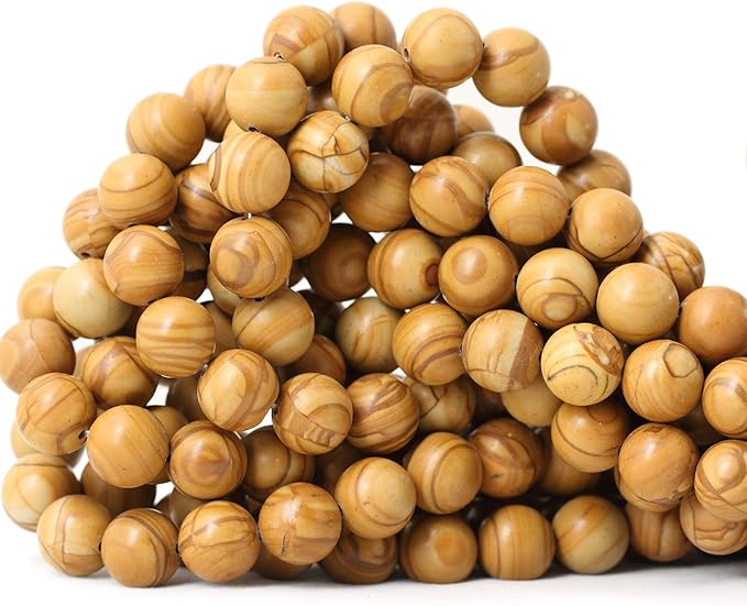 35PCS 10mm Natural Woodgrain Jasper Round Loose Beads for Jewelry Making DIY Bracelet Necklace Materials 1 Strand 15"