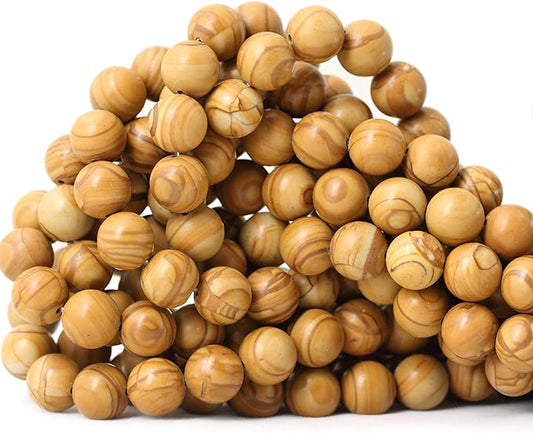 35PCS 10mm Natural Woodgrain Jasper Round Loose Beads for Jewelry Making DIY Bracelet Necklace Materials 1 Strand 15"