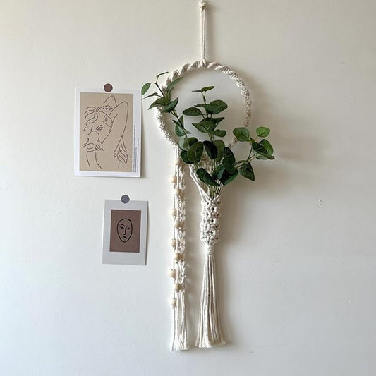 Avoik Macrame Wall Hanging, Boho Woven Wall Decor Handmade Chic Wall Art Hanging Tapestry Decoration Modern Bohemian Wall hanging Decor for Bedroom Living Room Farmhouse Apartment Dorm, Beige