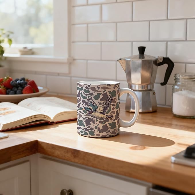 Retro Mallard Duck Mug 11 oz, Mallard Duck Hunting Gifts Coffee Cups Ceramic, Ducks Animal Lover Gifts Ceramic Mug for Coffee Tea Hot Cocoa Home Office Work