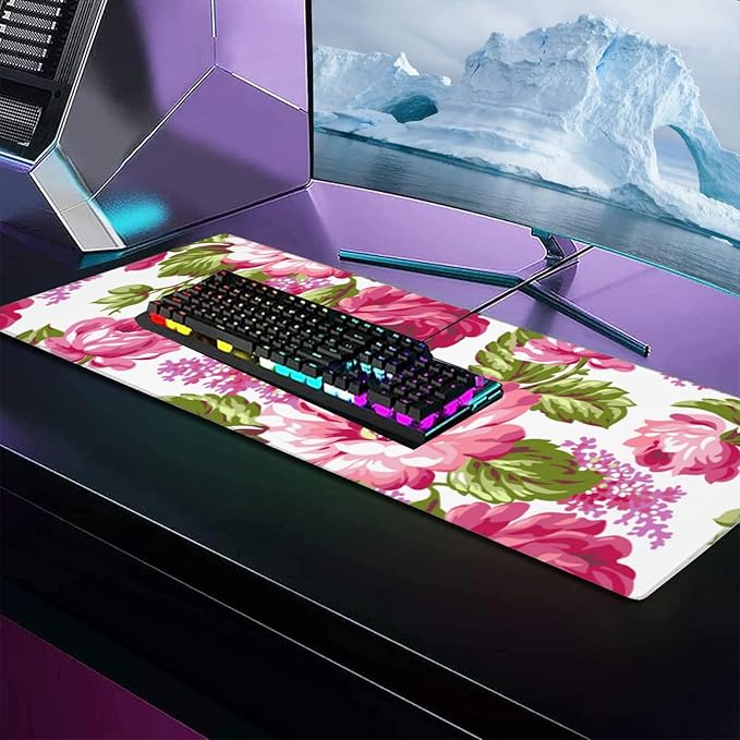 Golden Retriever Large Gaming Desk Mat,Rubber Non-Slip Cute Dog Animal Mouse Pad,31.5x11.8x0.12in Extended Puppy Mousepad,Game Lover Mice Pads Gifts,Office Home Deskmat Decor