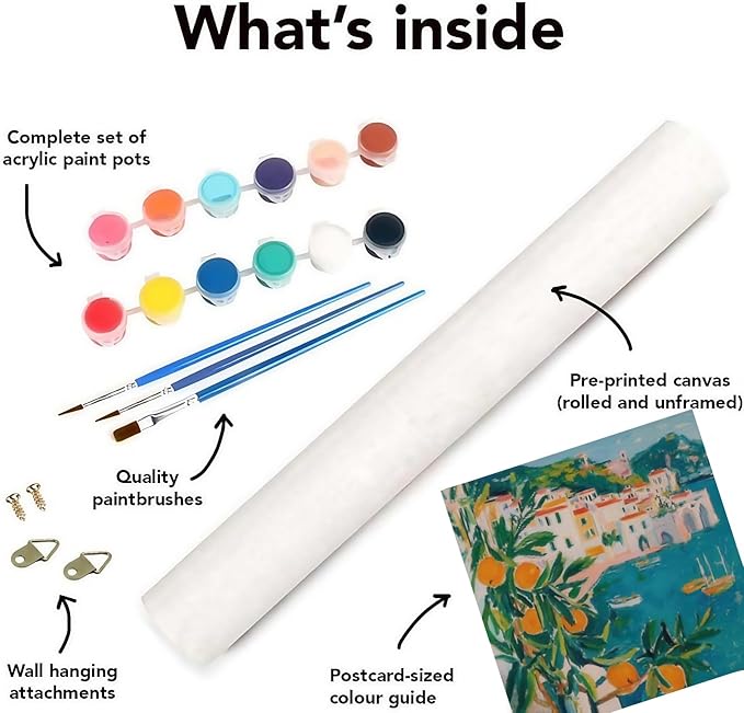 Paint by Numbers Kit for Adults Beginner,Tangerine Tree Paint by Number Kits on Canvas, DIY Easy Acrylic Mediterranean Scenery Watercolor Oil Painting by Numbers for Home Wall Decor 16X16inch