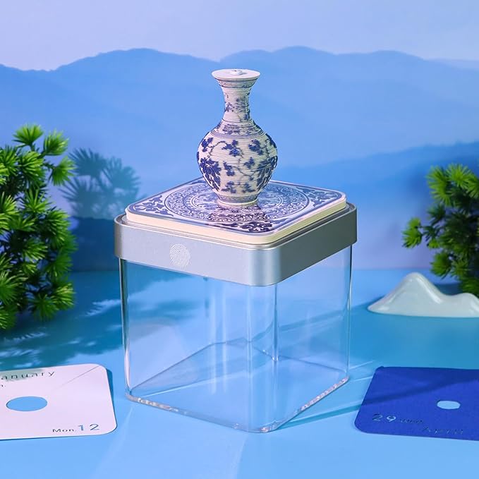 3D Time Piece Calendar 2026 3D Tear Away Art Memo Pad Notepad Desk Calendar with Light,3D Art Calendar Desktop Decoration Gift for Christmas (Blue and White Porcelain)