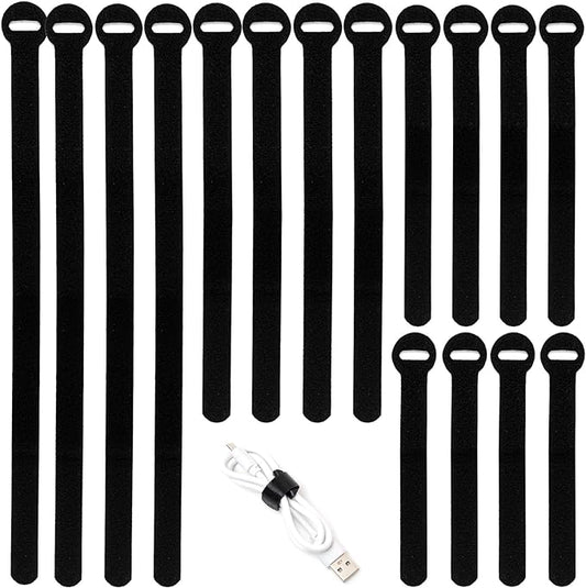 150PCS Reusable Cable Ties - 4+6+8+10inch Multi-Purpose Cable management Hook & Loop Cable Straps Wire Ties,Adjustable Fastening Cord Organizer,Cable Organizer for Home,Office and Data Centers,Black