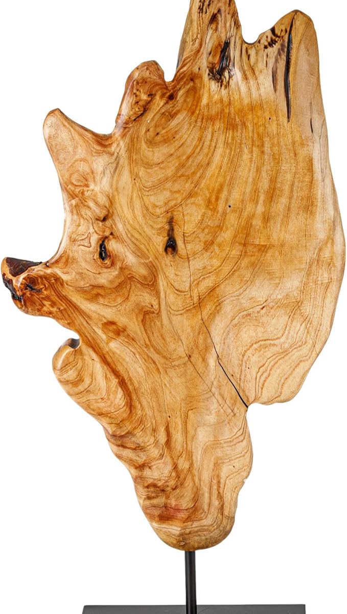 THY COLLECTIBLES Irregular Handcarved Root Wood Sculpture, Wood Tabletop Abstract Standing Sculpture for Home Decor Natural Edge Tabletop Statue (Small)