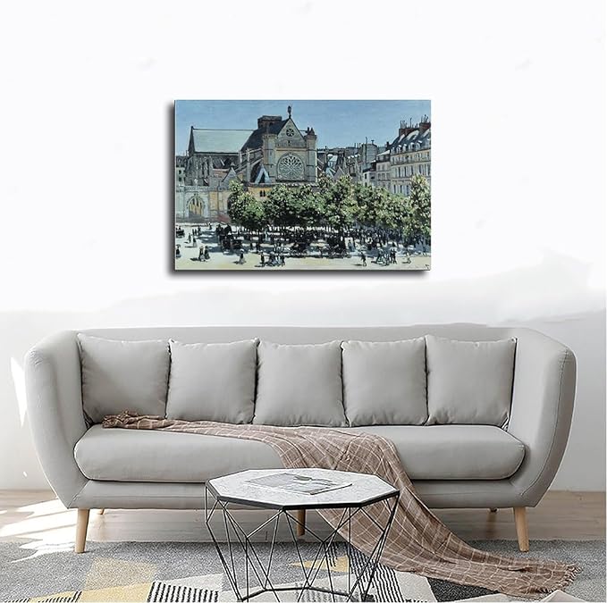 CFIOZYOS 40+ Monet Famous Print Posters St. Germain L'Auxerrois by Claude Monet Impressionism Poster for Teen Boys Room Wall Art Canvas Painting Print Frame 16×24inch(40×60cm)