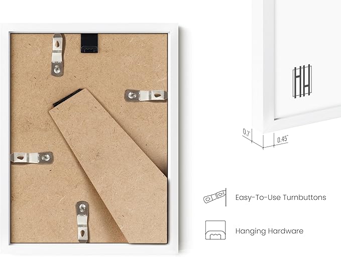 HAUS AND HUES 6x8 White Aluminum Frame Set of 9 - Vertical Hanging, Easel Back for Tabletop (6x8 in, White)