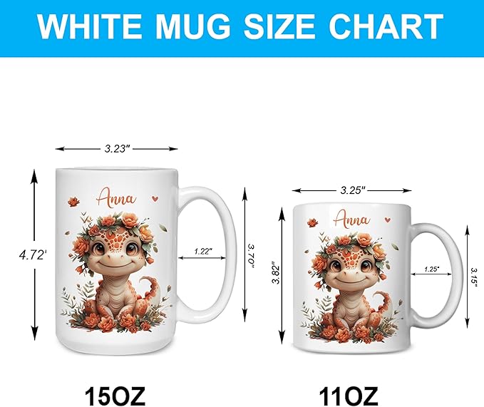 Hyturtle Personalized Cute Dinosaur Coffee Mug - Gift For Dinosaur Lover - Just A Girl Who Loves Dinosaurs - Dinosaur Gift For Women - Animal Lover Gift - Custom Coffee Cup Ceramic Mug 11oz - 15oz
