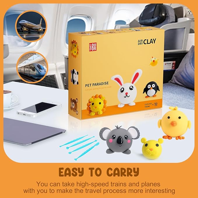 Air Dry Clay Kits - Modeling Clay for Kids, Ultra Light & Soft, Safe & Non-Toxic, 12 Boxes DIY Model Magic Clay with Sculpting Tools & Tutorials, Creatible Art Crafts Toys Gifts Boys Girls
