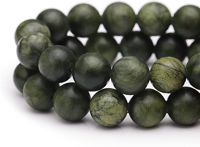 Youngbling Natural Jade Beads for Jewelry Making,8mm Green Jade Polished Round Smooth Stone Beads,Genuine Real Stone for Bracelet Necklace 15 Inch(Green Jade,8mm)