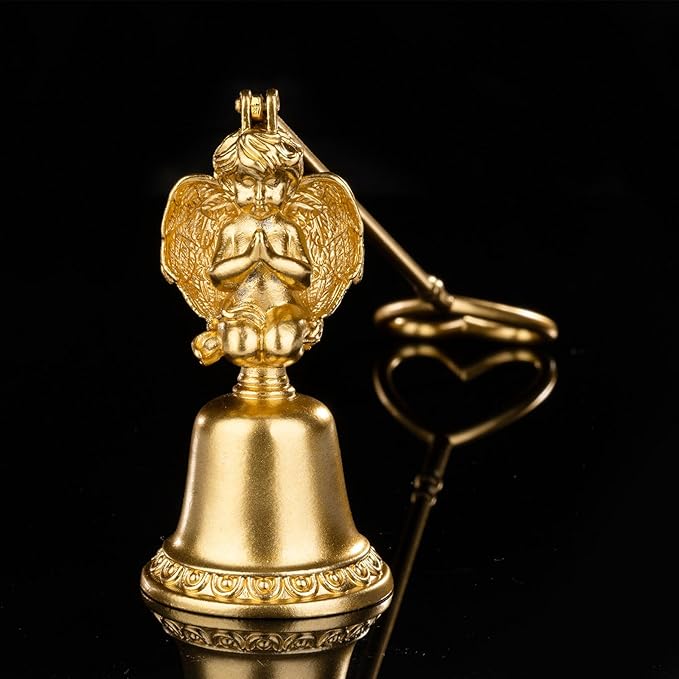 Golden Pray Angel Candle Snuffer, Sweetie Little Courier,Metal Candle Extinguisher with Praying Angel Design, Ideal for Home Daily Use & Gift (8cm x 19cm)