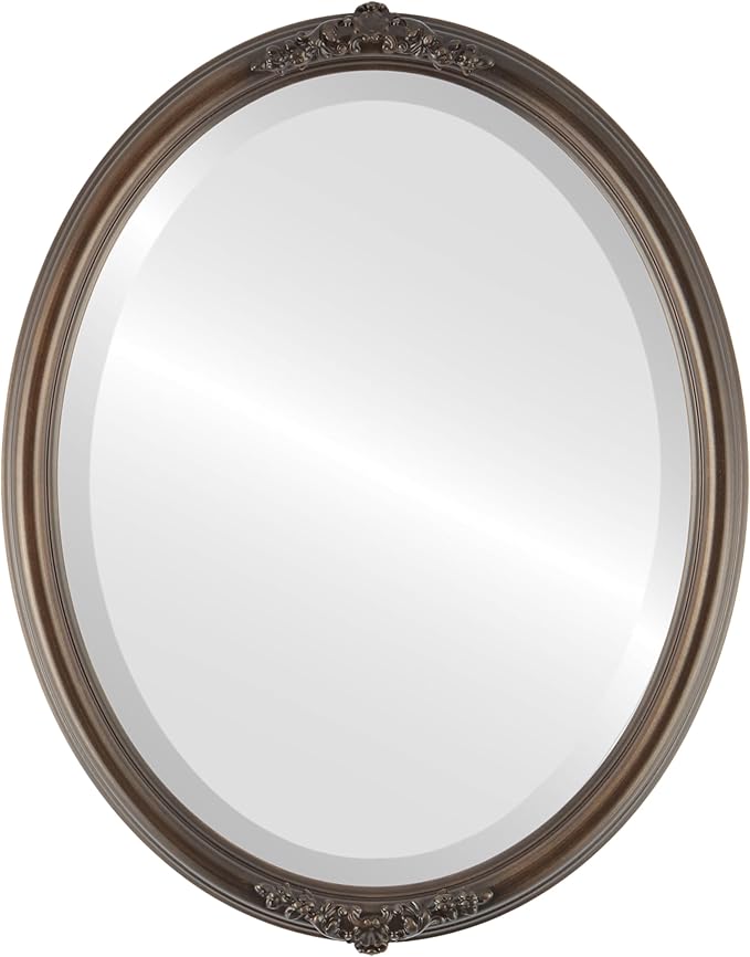 OVALCREST Oval Beveled Wall Mirror for Home Decor - Contessa Style - Rubbed Bronze - 26" x 20"