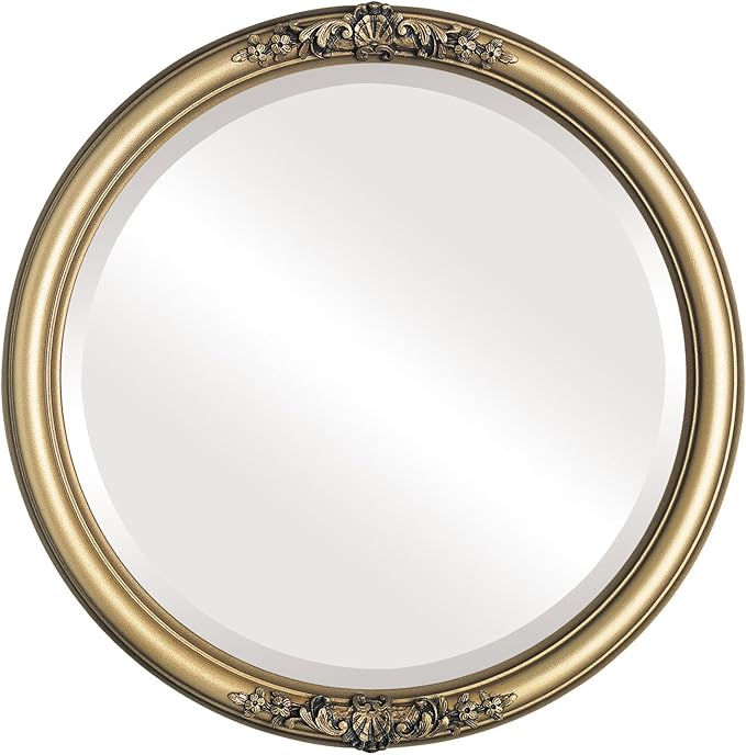OVALCREST Round Beveled Wall Mirror for Home Decor - Contessa Style - Desert Gold - 20x20 Outside Dimensions