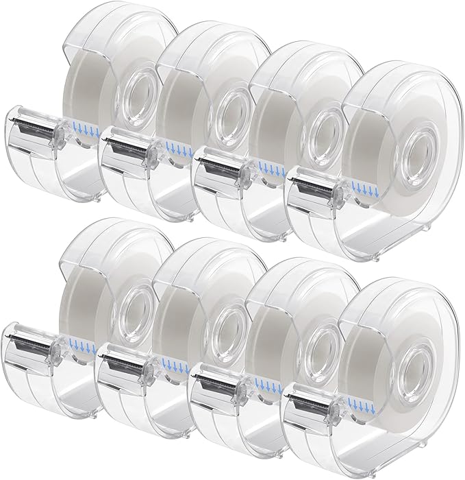 ALSISK Transparent Tape with Dispenser and Refills,Clear Tape for Home,School and Office Supplies,0.7x1000 Inch, 8 Pack