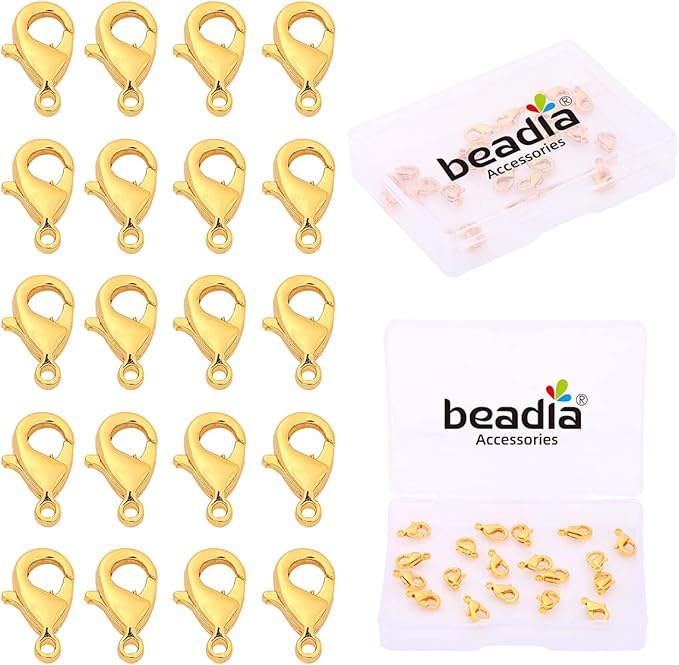 18K Gold Plated Lobster Clasps Non Tarnish 10mm 20pcs for Jewelry Making Findings