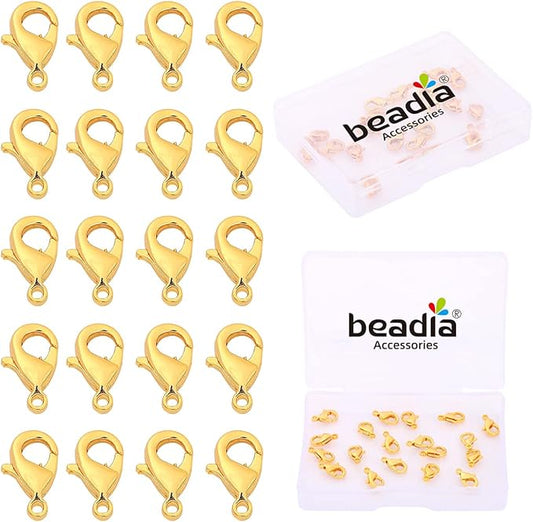 18K Gold Plated Lobster Clasps Non Tarnish 10mm 20pcs for Jewelry Making Findings