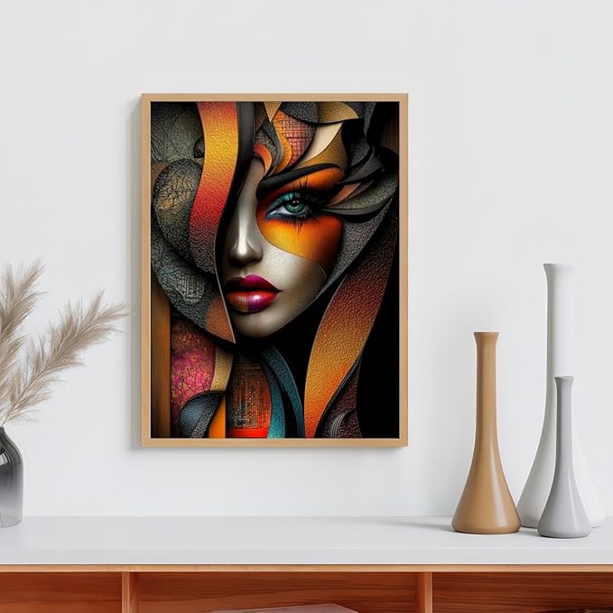 Abstract Beautiful Woman 5D DIY Diamond Painting Kits for Adults, Diamond Art Kits for Beginners, Full Drill Dot Painting Gem Art Kits for Home Wall Decor11.8 x15.7 Inch