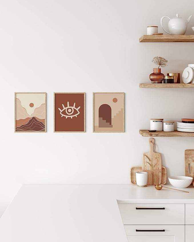HAUS AND HUES Beige Oak Wood 8.5x11 Picture Frame - Modern Wood Wall Art Display - Lightweight 8.5x11 Frame for Art Prints, Photos, Posters - Ready-to-Hang Vertically & Horizontally (Set of 3)