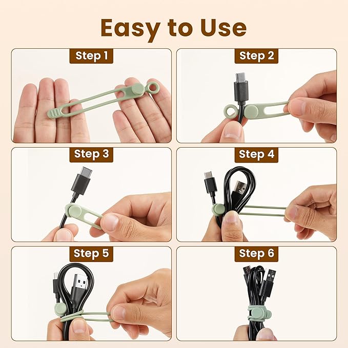 30 Pcs Silicone Data Cable Organizer, Reusable Cable Ties Wire Organizers for Office, Multipurpose Elastic Cord Wraps Cable Management for Charging Cord,Appliances,Home,Office,Kitchen,School,Travel