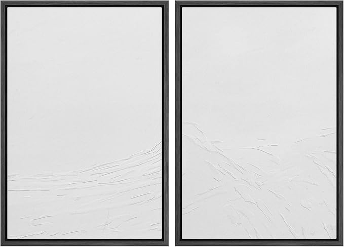 SIGNWIN Framed Canvas Print Wall Art Set Geometric Gray Pastel Color Field Landscape Abstract Shapes Illustration Modern Art Minimalism Decorative for Living Room, Bedroom, Office - 24"x36"x2 Black