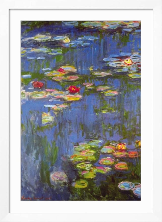 ART.COM Wall Art Print Water Lilies No. 3 on White Frame by Claude Monet, 32" x 44"
