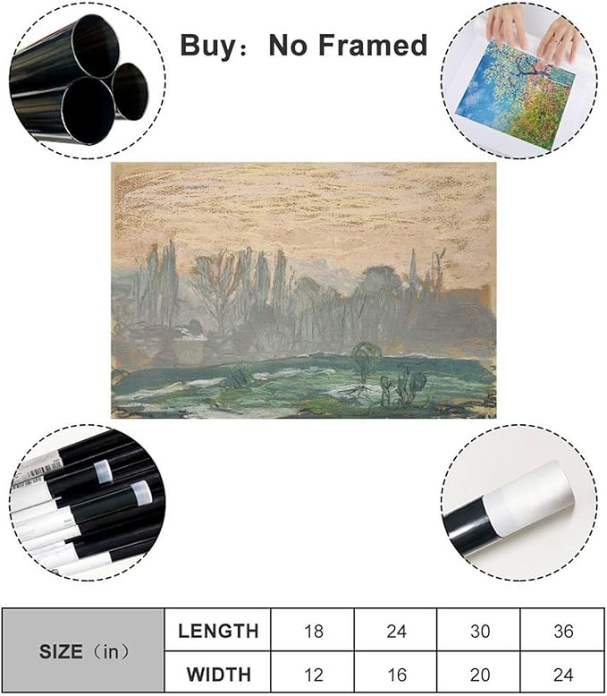 40+ Monet Famous Print Posters Winter Landscape with Evening Sky by Claude Monet Impressionism Poster Print for Room Aesthetics Canvas Wall Art Print Unframe 24×36inch(60×90cm)