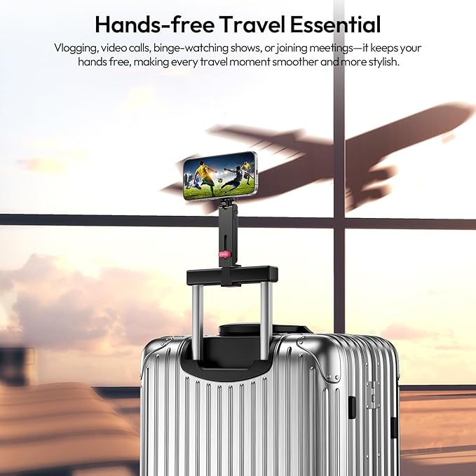 ULANZI Airplane Phone Holder, MA88 Magnetic Phone Tripod for Flying Desk Office,360° Rotation Selfie Stick for Magsafe iPhone 17/16/15/14/13/12, Airplane Hands-Free Trave Essentials, Black