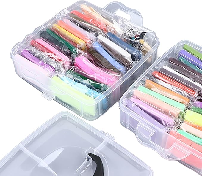 50 Colours Modelling Clay Set, Polymer Clay Starter Kit for Kids, Soft and Easy to Mould Air Dry Clay with 5 Sculpting Tools, Safe Non Art Craft Supplies for Children Over 3