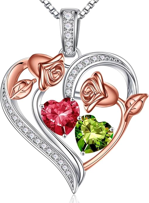 Iefil Christmas Gifts for Women Wife - 925 Sterling Silver Rose Heart Necklace, Stocking Stuffers for Women, Anniversary Birthday Gifts for Wife Girlfriend Mom
