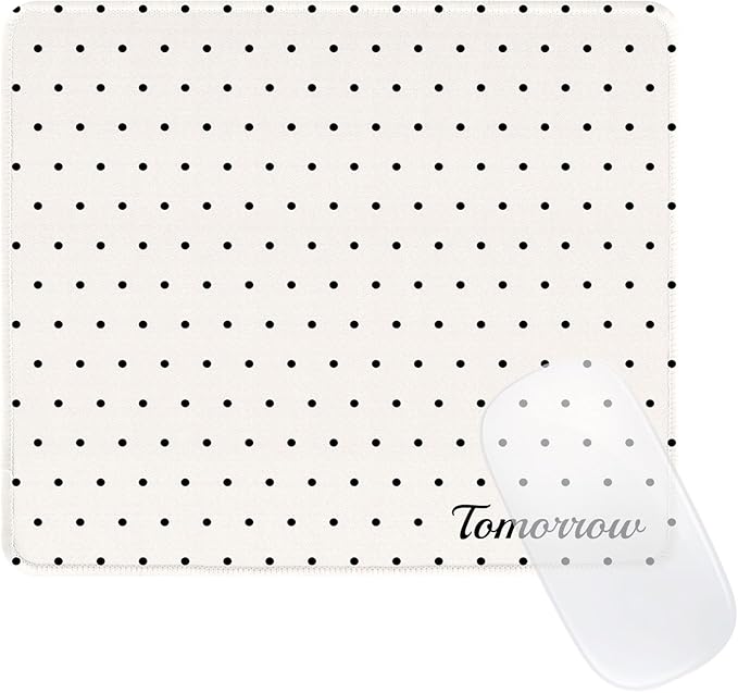 Cute Fashion Polka Dot Mouse Pad, Waterproof Aesthetics Dots Mouse Mat Design,Non-Slip Rubber Base Computer Simple Funny Mousepad,Wave Point Small Mouse Pad Desk Accessories,Beige