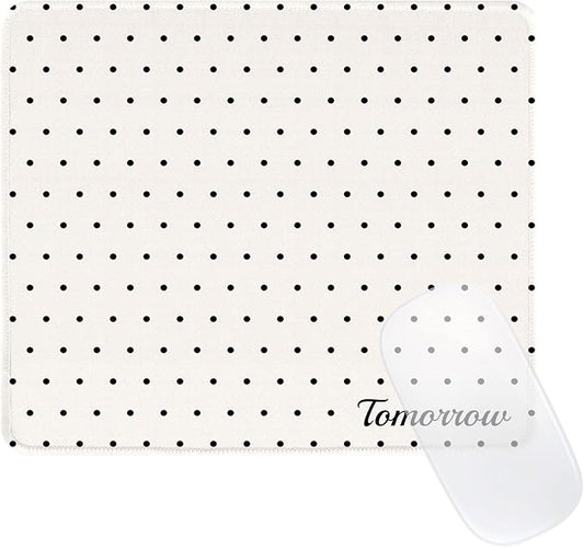 Cute Fashion Polka Dot Mouse Pad, Waterproof Aesthetics Dots Mouse Mat Design,Non-Slip Rubber Base Computer Simple Funny Mousepad,Wave Point Small Mouse Pad Desk Accessories,Beige
