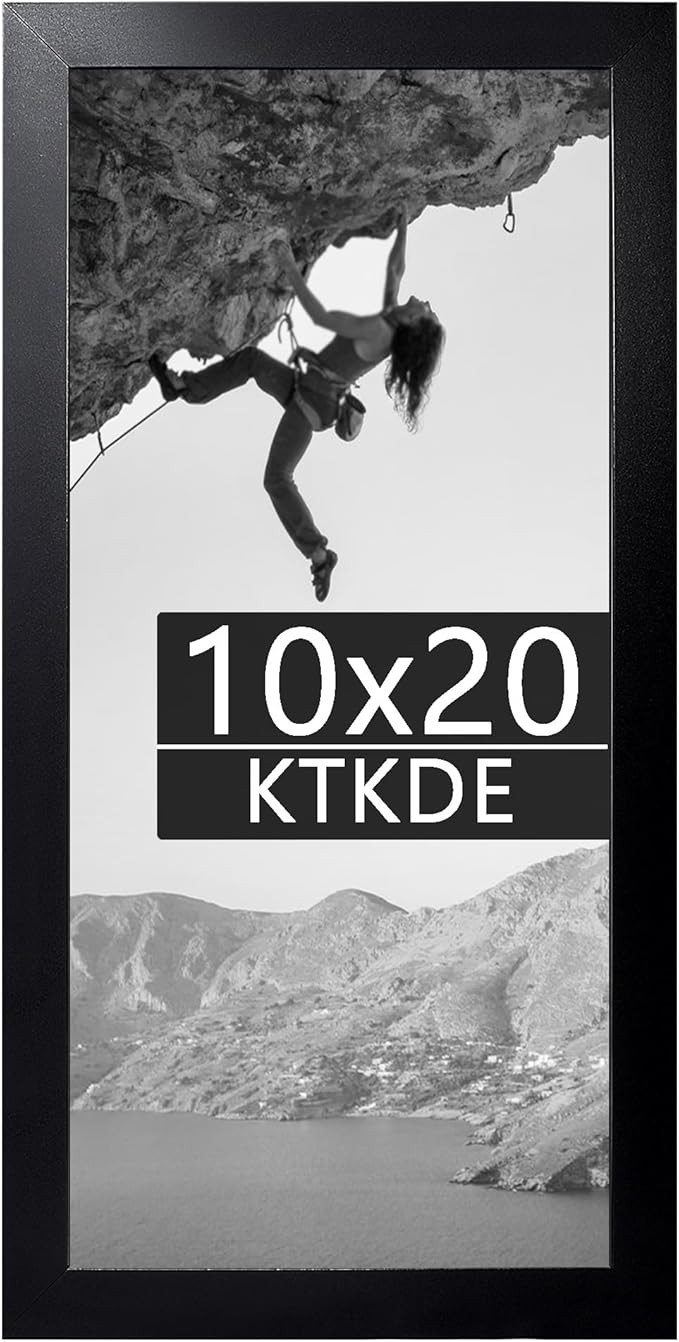KTKDE 10x20 Picture Frame Black Wooden, Polished Plexiglass, Rectangle Photo Frame for Photos,Studio Gallery Wall Hanging Posters & Best gift