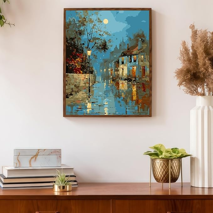 Mosaflare Paint by Numbers for Adults Beginner, Street Scenery Adult Paint by Number Kits on Canvas, DIY Landscape Acrylic Oil Easy Painting by Numbers for Home Wall Decor 16X20 inch (Without Frame)