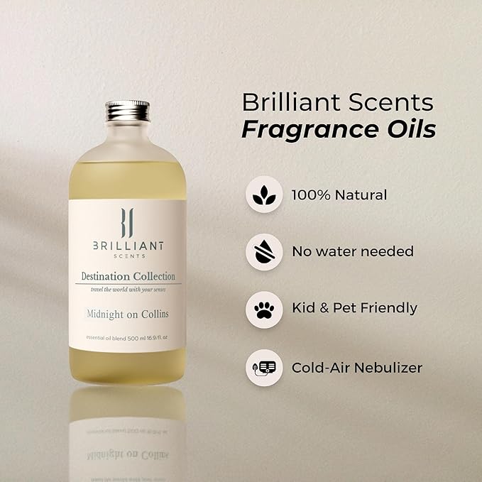 Brilliant Scents Midnight on Collins Fragrance Oil 200ml Inspired by The Fontainebleau - Luxury Home & Business - Long Lasting, Plant-Based, Meets IFRA Standards, USA-Made - Clean Floral Scent