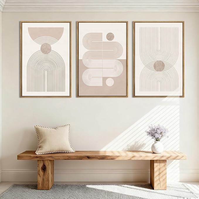 Anyzal Boho Abstract Wall Art Modern Minimalist Artwork Neutral Line Wall Decor for Living Room Bedroom Office 16x24 Inch Set of 3