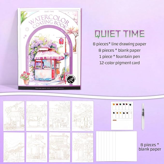 Breathly Creative Stress Relief Kit, 2026 New Paint Art Watercolor Books Painting Kit,Watercolor Coloring Book for Adults, DIY 3-Fold Watercolors Pad for Beginners and Enthusiasts (Flower and Bird)