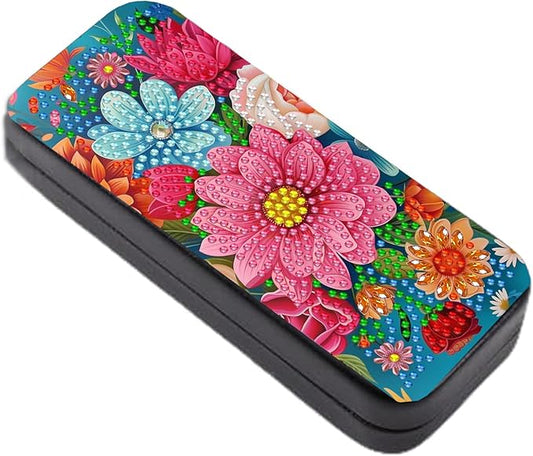Leatrice Flower Diamond Art Kits for Adults Small Diamond Painting Kits Diamond Dots Gem Art Painting DIY Eyeglasses Case with Special Shaped Rhinestone for Beginner Women