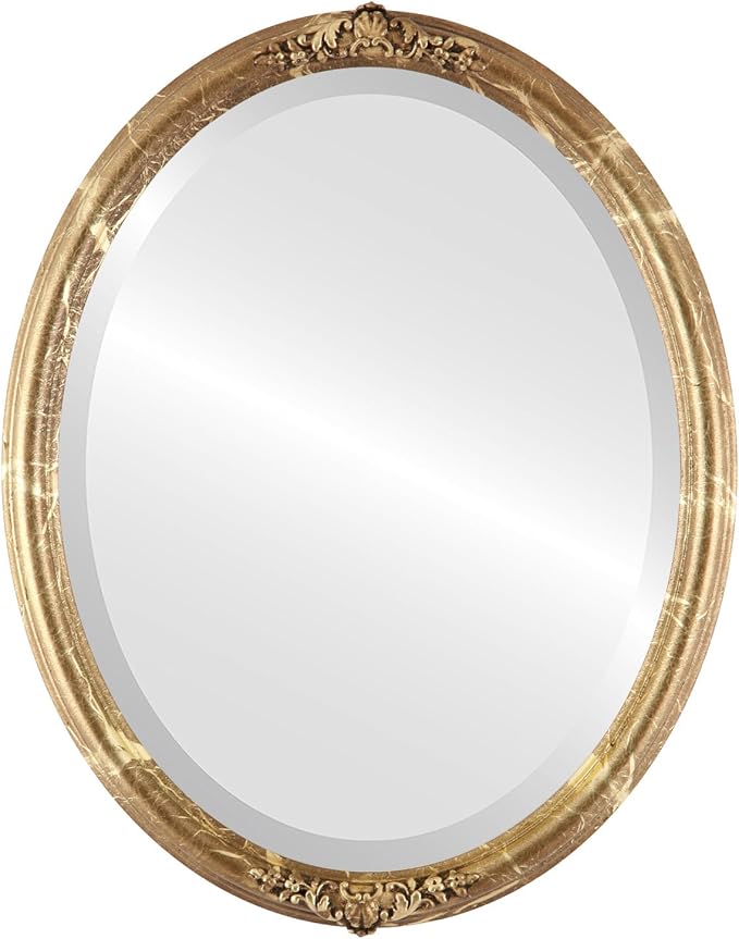 OVALCREST Oval Beveled Wall Mirror for Home Decor - Contessa Style - Champagne Gold - 26" x 20"