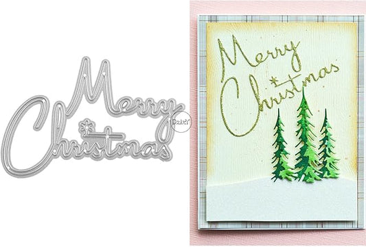DzIxY English Words Merry Christmas Metal Cutting Dies for Card Making Kit Embossing Paper Die Cuts Set Scrapbook Stencils Supplies Machine Templates